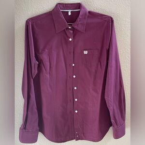 Cinch Women’s Solid Burgundy Button-Down Western Shirt - Large
